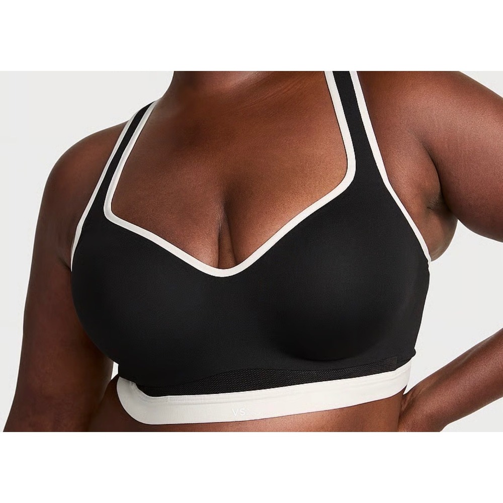 Victoria's Secret VSX Incredible Max™ Sport Bra Black White Strappy Back 32DD